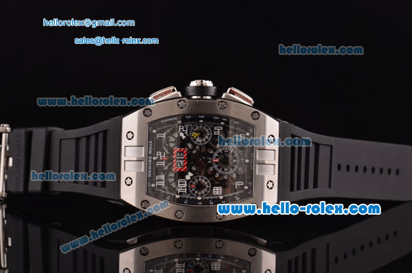 Richard Mille RM011 Swiss Valjoux 7750-SHG Automatic Stainless Steel Case with Black Rubber Strap and Skeleton Dial 1:1 Original - Click Image to Close